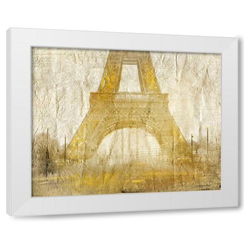 Eiffel Tower Gold White Modern Wood Framed Art Print by Allen, Kimberly