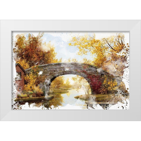 Autumn Bridge White Modern Wood Framed Art Print by Allen, Kimberly
