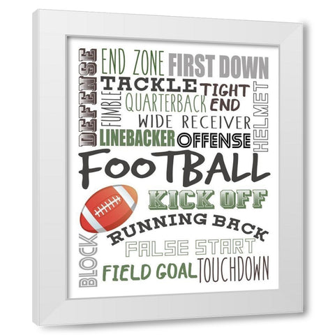 Football White Modern Wood Framed Art Print by Allen, Kimberly