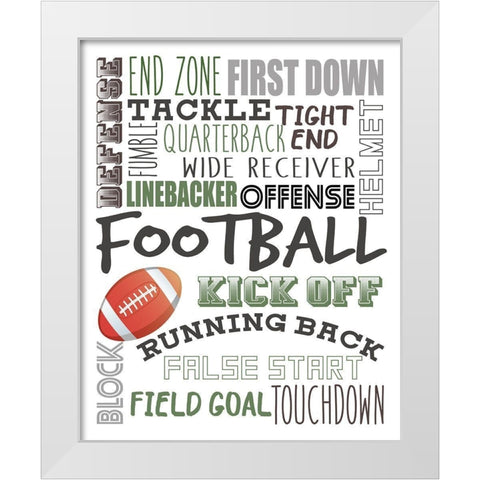 Football White Modern Wood Framed Art Print by Allen, Kimberly