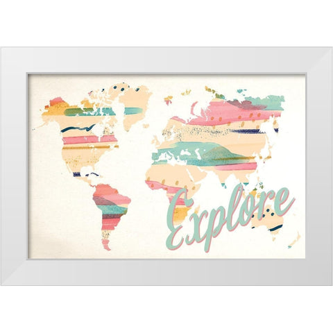 Explore Map White Modern Wood Framed Art Print by Allen, Kimberly