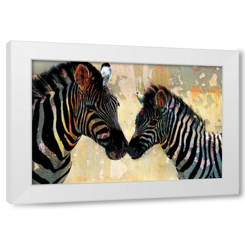 Zebra Love White Modern Wood Framed Art Print by Allen, Kimberly