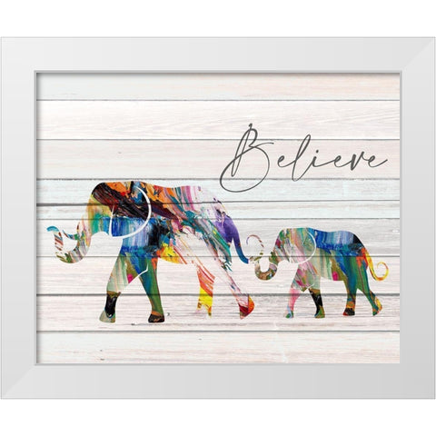 Believe Elephant White Modern Wood Framed Art Print by Allen, Kimberly