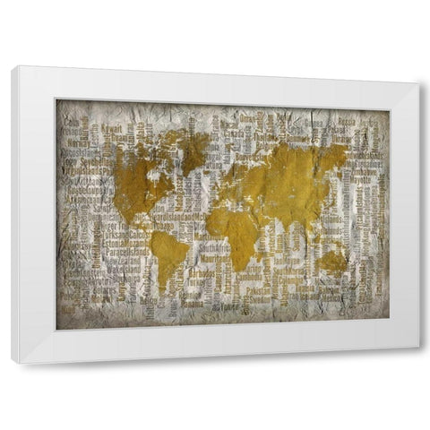 Map of the World White Modern Wood Framed Art Print by Allen, Kimberly