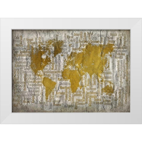 Map of the World White Modern Wood Framed Art Print by Allen, Kimberly