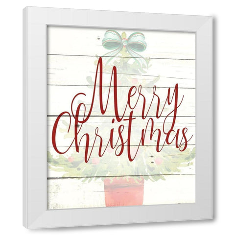 Merry Christmas Tree White Modern Wood Framed Art Print by Allen, Kimberly