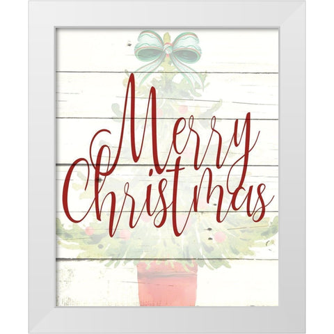 Merry Christmas Tree White Modern Wood Framed Art Print by Allen, Kimberly