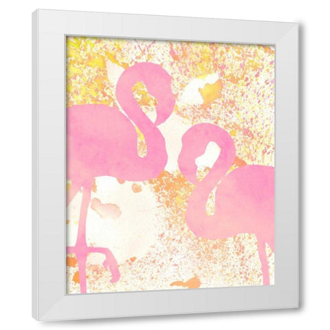 Pink Flamingos 1 White Modern Wood Framed Art Print by Allen, Kimberly