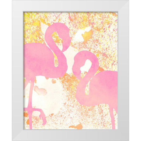 Pink Flamingos 1 White Modern Wood Framed Art Print by Allen, Kimberly