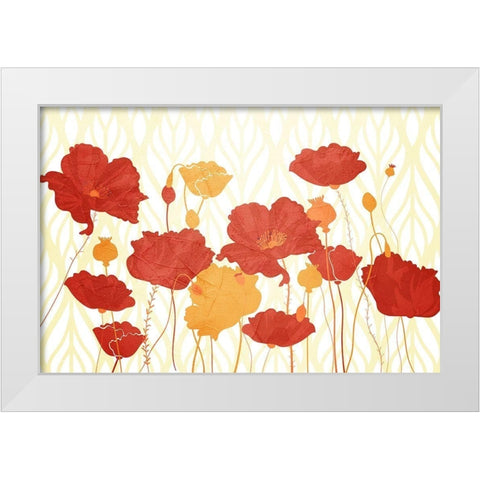Spring Poppies White Modern Wood Framed Art Print by Allen, Kimberly