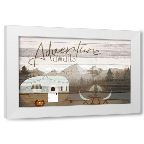 Roam Adventure Camper White Modern Wood Framed Art Print by Allen, Kimberly