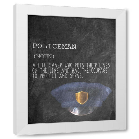 A Policeman White Modern Wood Framed Art Print by Allen, Kimberly