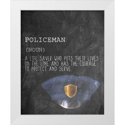 A Policeman White Modern Wood Framed Art Print by Allen, Kimberly