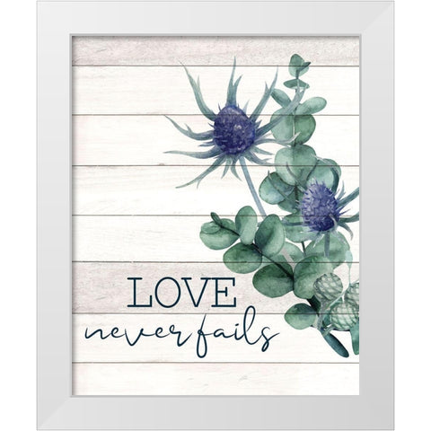 Love never Fails Thistle White Modern Wood Framed Art Print by Allen, Kimberly