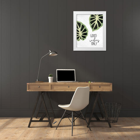 Good Vibes Leaves White Modern Wood Framed Art Print by Allen, Kimberly