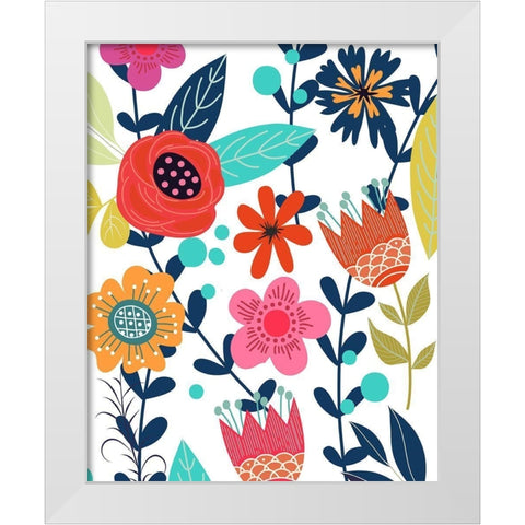 Colorful Floral 1 White Modern Wood Framed Art Print by Allen, Kimberly