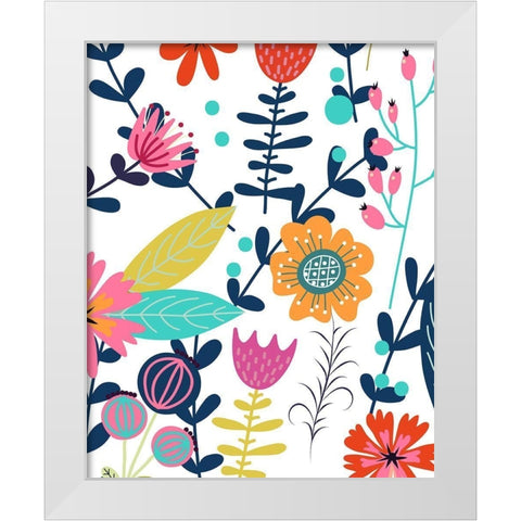 Colorful Floral 2 White Modern Wood Framed Art Print by Allen, Kimberly