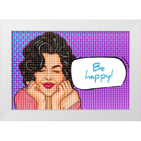 Be Happy 1 White Modern Wood Framed Art Print by Allen, Kimberly
