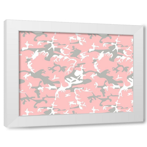 Pink Camo Mask White Modern Wood Framed Art Print by Allen, Kimberly
