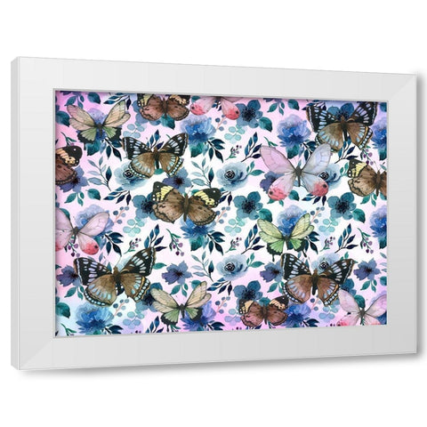Floral Butterflies White Modern Wood Framed Art Print by Allen, Kimberly