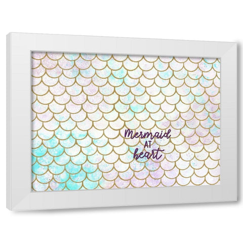 Mermaid Scales W Words White Modern Wood Framed Art Print by Allen, Kimberly