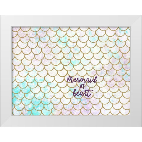 Mermaid Scales W Words White Modern Wood Framed Art Print by Allen, Kimberly