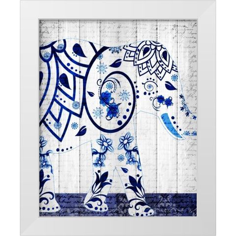 Indigo Elephant 1 White Modern Wood Framed Art Print by Allen, Kimberly
