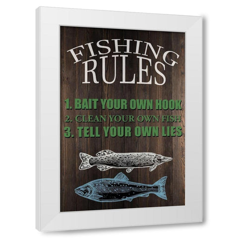 Fishing Rules White Modern Wood Framed Art Print by Allen, Kimberly