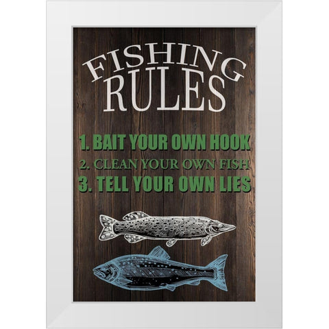 Fishing Rules White Modern Wood Framed Art Print by Allen, Kimberly