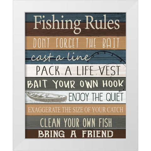 Fishing v2 White Modern Wood Framed Art Print by Allen, Kimberly
