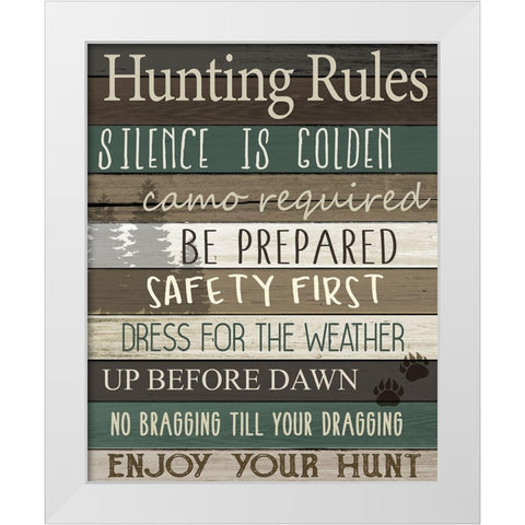 Hunting Rules White Modern Wood Framed Art Print by Allen, Kimberly