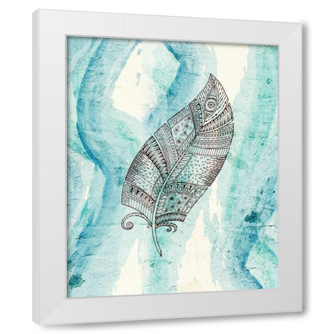 Henna Feather 3 White Modern Wood Framed Art Print by Allen, Kimberly