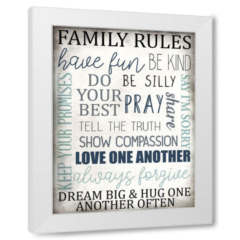 Family Rules White Modern Wood Framed Art Print by Allen, Kimberly