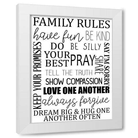 Family Rules BW White Modern Wood Framed Art Print by Allen, Kimberly