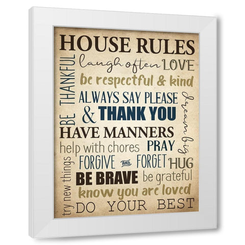 House Rules White Modern Wood Framed Art Print by Allen, Kimberly