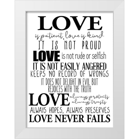 Love Is BW White Modern Wood Framed Art Print by Allen, Kimberly