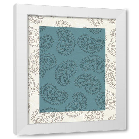 Blue Paisley White Modern Wood Framed Art Print by Allen, Kimberly