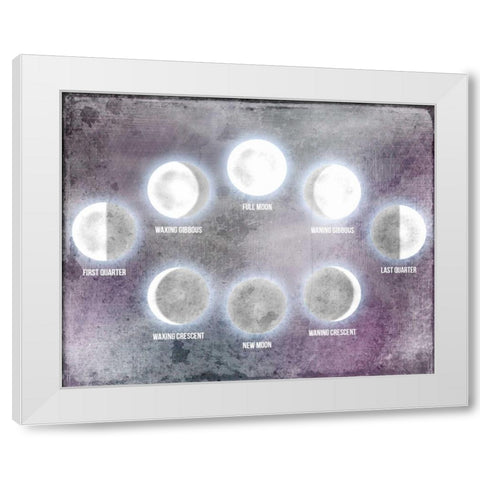 Phases of the Moon White Modern Wood Framed Art Print by Allen, Kimberly
