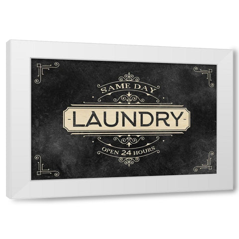 Laundry Open 24 White Modern Wood Framed Art Print by Allen, Kimberly