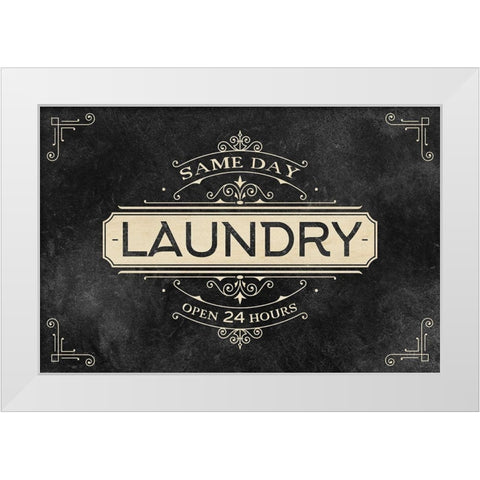 Laundry Open 24 White Modern Wood Framed Art Print by Allen, Kimberly