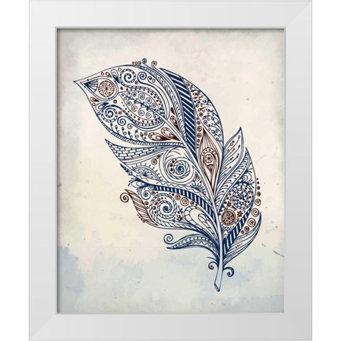 Feather Henna 1 White Modern Wood Framed Art Print by Allen, Kimberly