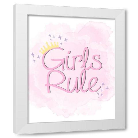 Girls Rule 1 White Modern Wood Framed Art Print by Allen, Kimberly