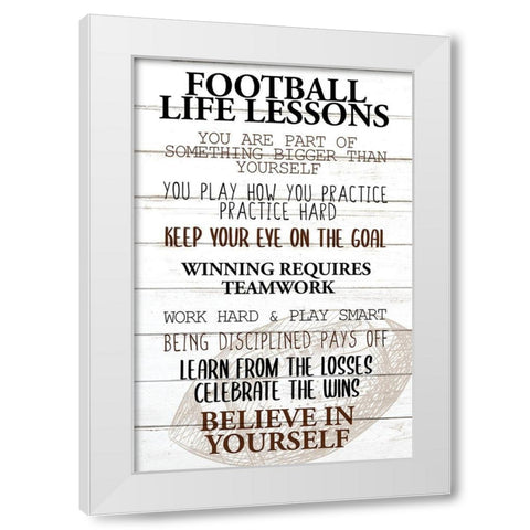 Football Life White Modern Wood Framed Art Print by Allen, Kimberly