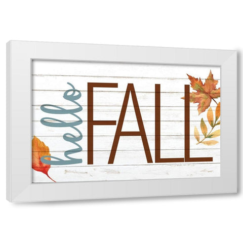 Hello Fall White Modern Wood Framed Art Print by Allen, Kimberly