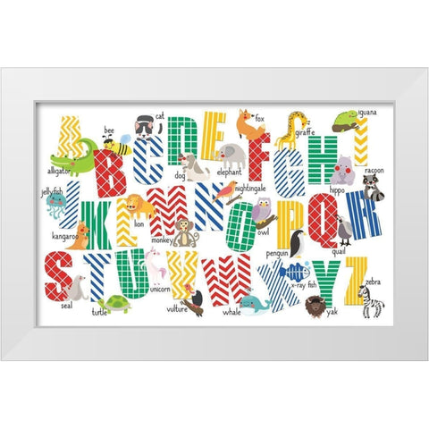 ABCs Animals White Modern Wood Framed Art Print by Allen, Kimberly
