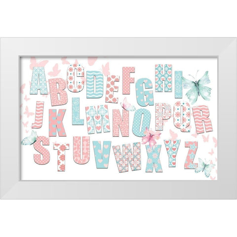 ABCs Pink Teal White Modern Wood Framed Art Print by Allen, Kimberly