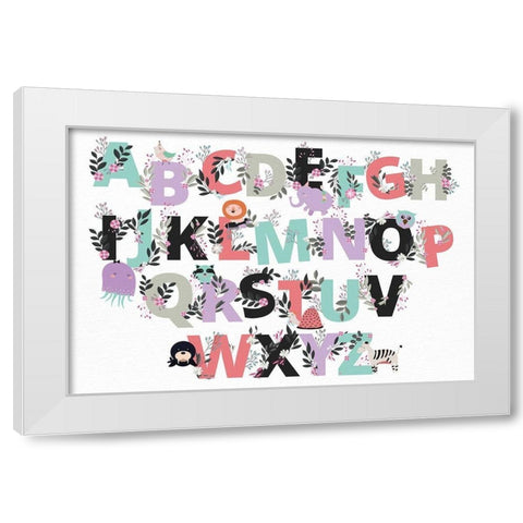 Floral Alphabet White Modern Wood Framed Art Print by Allen, Kimberly
