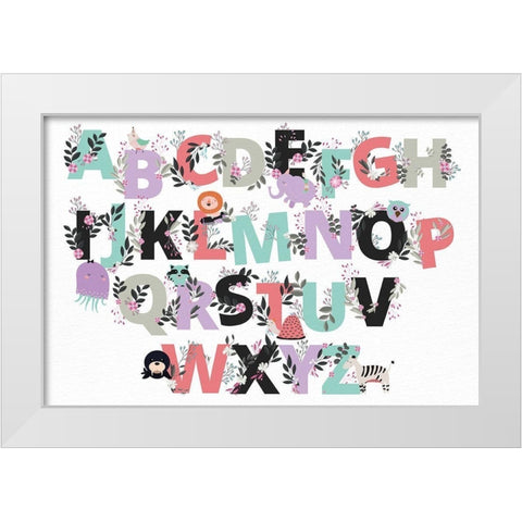 Floral Alphabet White Modern Wood Framed Art Print by Allen, Kimberly