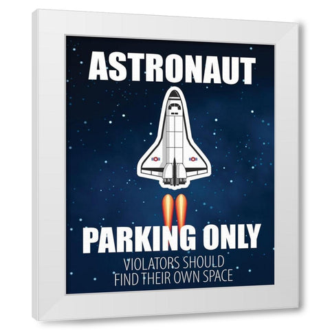 Astronaut Parking White Modern Wood Framed Art Print by Allen, Kimberly