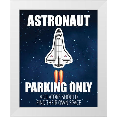 Astronaut Parking White Modern Wood Framed Art Print by Allen, Kimberly